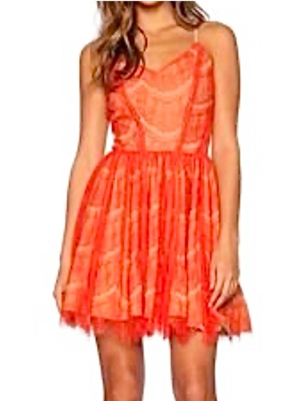NWOT - Greylin Scallop Lace Orange Mini Dress